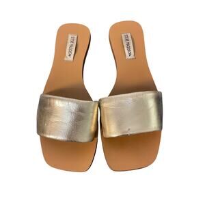 Steve Madden Isabel Gold Slide Sandals Size 9 Pre-owned With Box